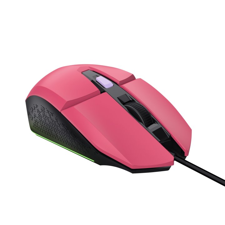 Mouse Trust Gaming Rgb Gxt 109p Felox 25066 Color Rosa Iluminacion Led 6 Botones Cable 150cm
