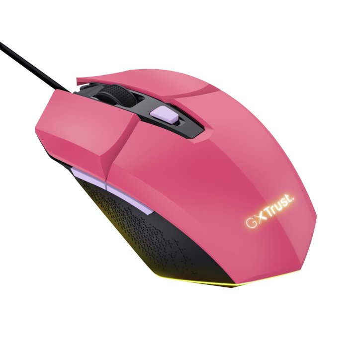 Mouse Trust Gaming Rgb Gxt 109p Felox 25066 Color Rosa Iluminacion Led 6 Botones Cable 150cm