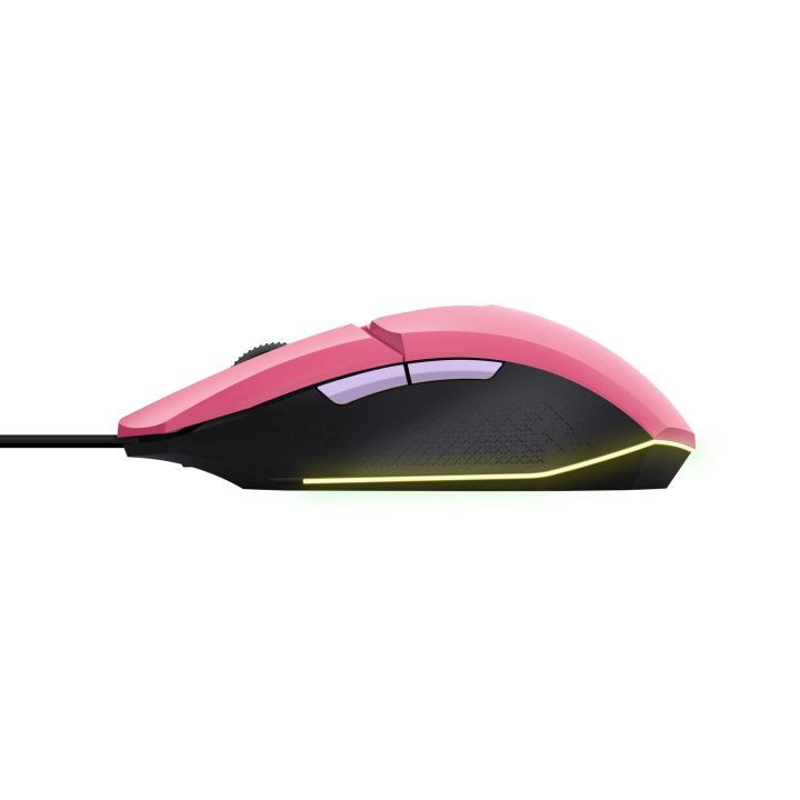 Mouse Trust Gaming Rgb Gxt 109p Felox 25066 Color Rosa Iluminacion Led 6 Botones Cable 150cm