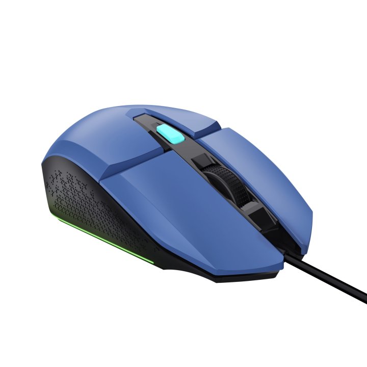 Mouse Trust Gaming Rgb Gxt 109bl Felox 25067 Color Azul Iluminacion Led 6 Botones Cable 150cm