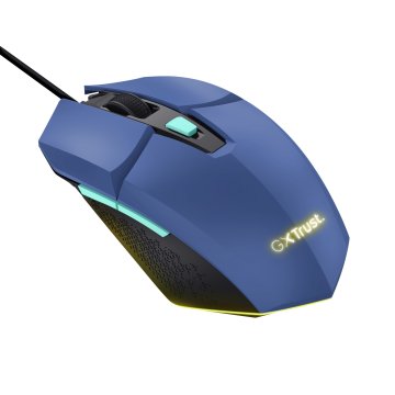 Mouse Trust Gaming Rgb Gxt 109bl Felox 25067 Color Azul Iluminacion Led 6 Botones Cable 150cm