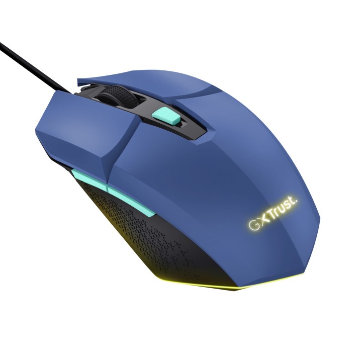 Mouse Trust Gaming Rgb Gxt 109bl Felox 25067 Color Azul Iluminacion Led 6 Botones Cable 150cm