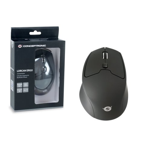 Mouse Conceptronic Bluetooth Lorcan02 Ergo 6 Botones 1600dpi Color Negro