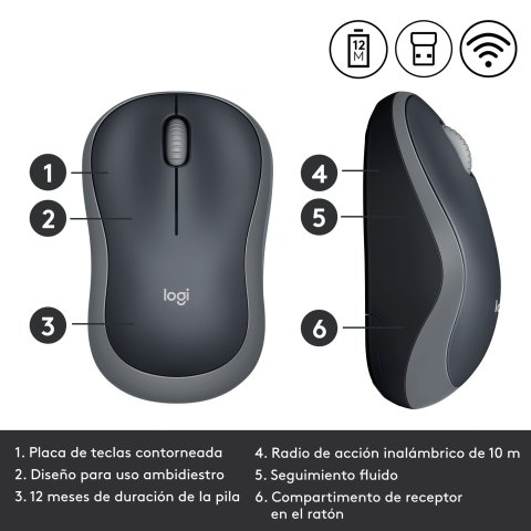 Mouse Logitech Wireless M185 Grey P n 910-002235