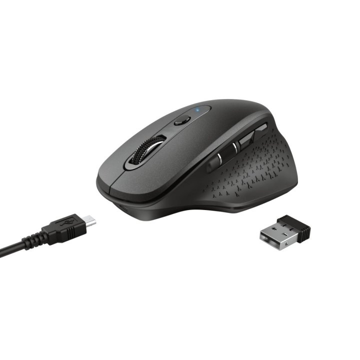 Mouse Trust Wireless Ozaa Recargable- Sensor Optico - 6 Botones - 800 1200 1600 2400dpi - Receptor Micro Usb 23812