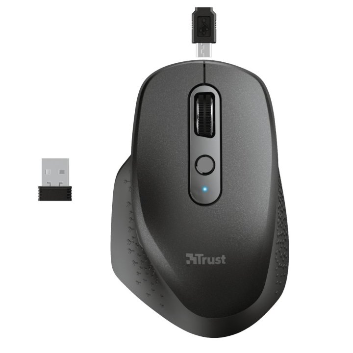 Mouse Trust Wireless Ozaa Recargable- Sensor Optico - 6 Botones - 800 1200 1600 2400dpi - Receptor Micro Usb 23812
