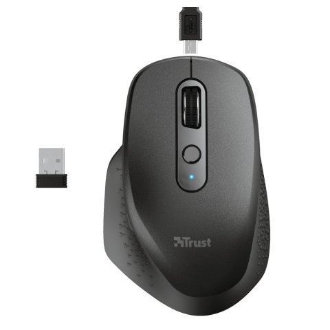 Mouse Trust Wireless Ozaa Recargable- Sensor Optico - 6 Botones - 800 1200 1600 2400dpi - Receptor Micro Usb 23812