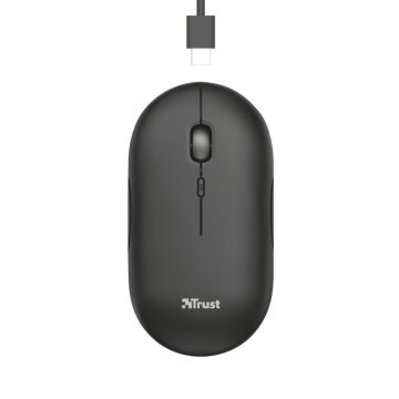 Mouse Trust Wireless Puck Recargable- Ultrafino - Botones Silenciosos- 800 1200 1600dpi - Receptor Micro Usb Color Negro 2405 2