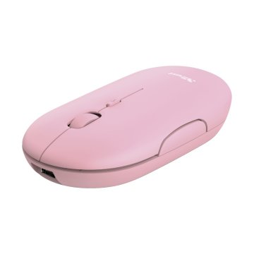 Mouse Trust Wireless Puck Recargable- Ultrafino - Botones Silenciosos- 800 1200 1600dpi - Receptor Micro Usb Color Rosa 24125