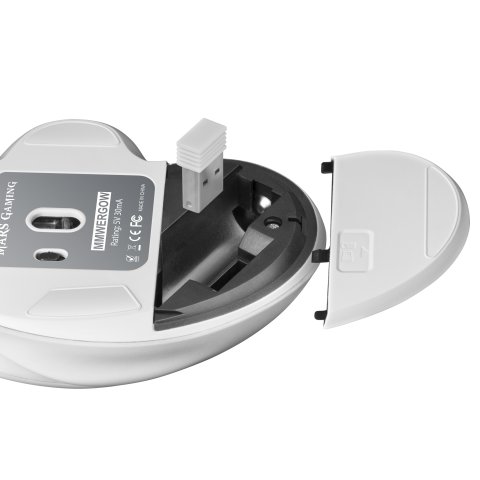 Mouse Mars Gaming Wireless Ergo Mmwergo White 3200dpi Switches Mecanicos Kailh Dise¥o Ergonomico Diestros Receptor Nano 2.4gh
