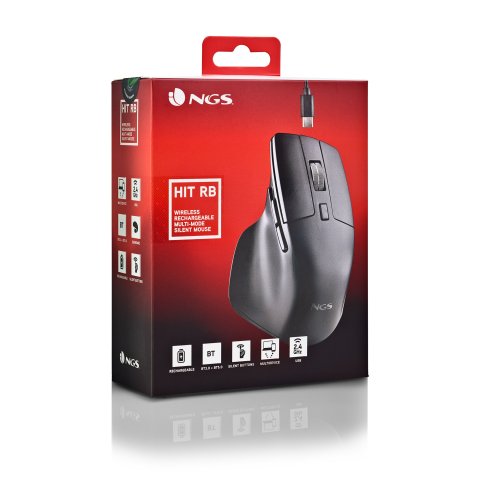 Mouse Ngs Wireless Multimodo Hit-rb Recargable Con Teclas Silenciosas 