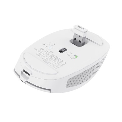 Mouse Trust Wireless Y Bluetooth Ozaa 24933 Blanco Recargable- Sensor Optico - 6 Botones - 800 1600 3200dpi - Receptor Usb-a 