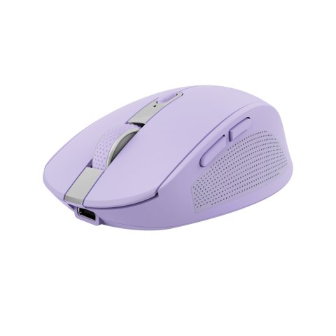 Mouse Trust Wireless Y Bluetooth Ozaa 25384 Morado Recargable- Sensor Optico - 6 Botones - 800 1600 3200dpi - Receptor Usb-a 