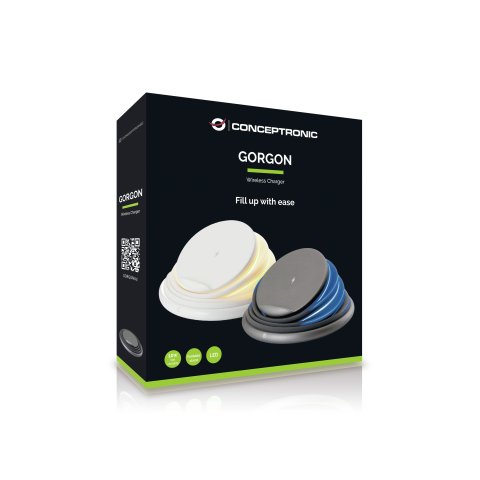 Cargador Inalambrico Conceptronic Gorgon02g Qi 10w Soporte Plegable De Silicio Color Gris