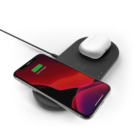 Base De Carga Inalámbrica Doble Belkin Wiz008vfbk 15w Boost Charge Color Negro