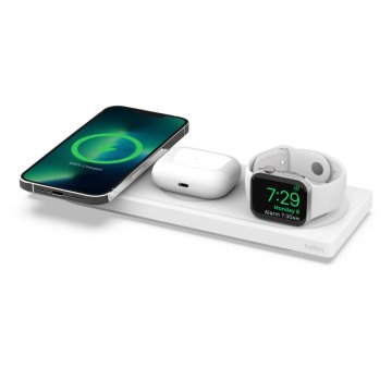 Base De Carga Inalambrica Belkin Wiz016vfwh Magsafe 3 En 1 Apple Iphone Airpods Watch Blanco 2