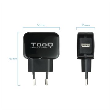 Cargador De Pared Tooq Tqwc-1s01 Usb 2,4a, Negro 2