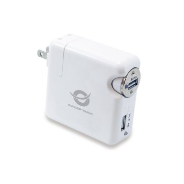 Cargador De Viaje Conceptronic Kit Universal Incluye Cargador Usb A Coche Y Pared Usb 5v 2a 2