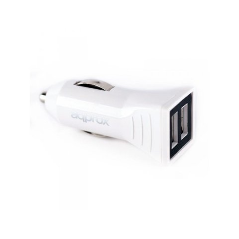 Cargador De Coche Approx 2 Usb 5v 3,1 Ah Color Blanco Appusbcar31w