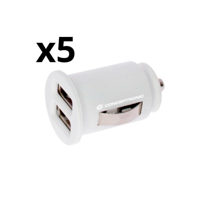 Kit 5 Unidades Cargador Nortess 2.4a 2 Puertos Usb 5v 12/24v Color Blanco