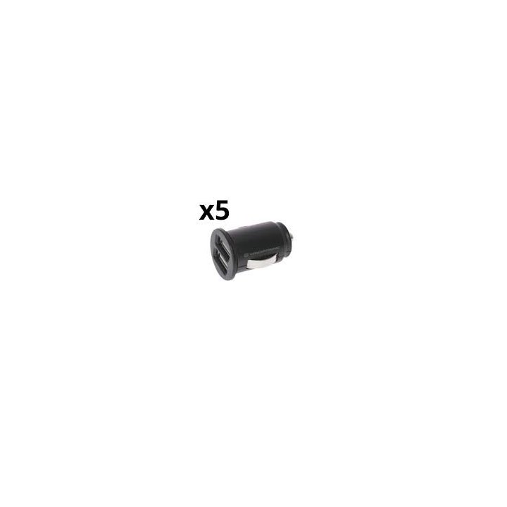Cargador De Coche Nortess Kit 5 Unidades Usb 2.4a 2 Puertos Usb 5v 12/24v Color Negro