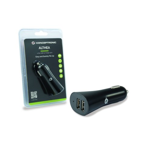 Cargador De Coche Conceptronic 5v 2x Usb Para Coche 12 24v 4.2a