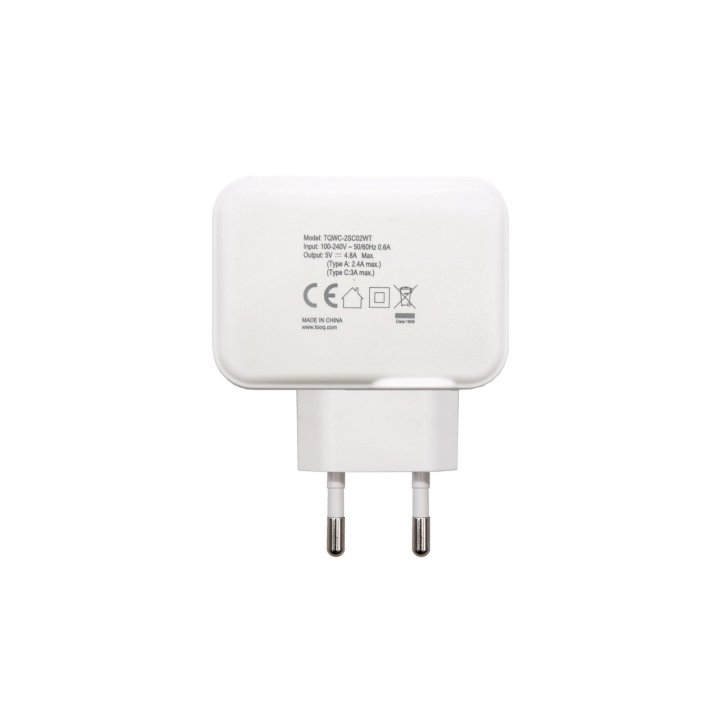 Cargador De Pared Tooq Tqwc-2s02wt Usb-c+usb-a 4.8a (27w) Total Color Blanco