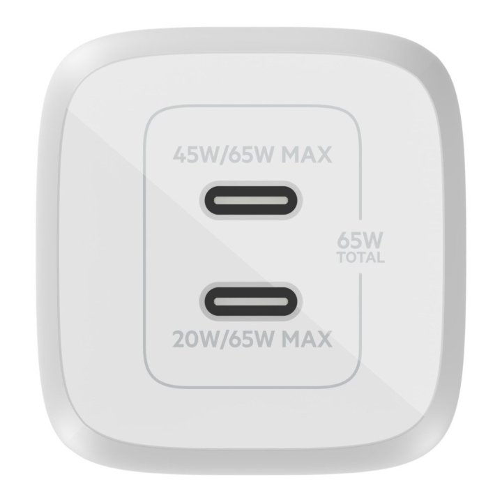 Cargador De Pared Belkin Wch013vfwh Doble Usb-c Gan Boost Charge Pro 65w (45w+20w)