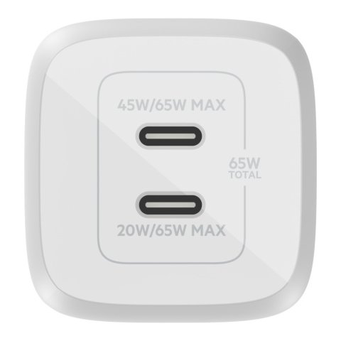Cargador De Pared Belkin Wch013vfwh Doble Usb-c Gan Boost Charge Pro 65w (45w+20w)