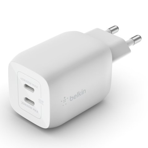 Cargador De Pared Belkin Wch013vfwh Doble Usb-c Gan Boost Charge Pro 65w (45w+20w)