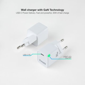 Cargador De Pared Tooq Tqwc-ganpd30wt Usb-c + Pd 30w Blanco 2