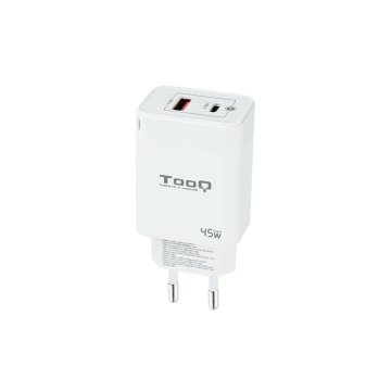 Cargador De Pared Tooq Tqwc-ganqcpd45wt Usb-c Pd + Usb-a Qc 45w Blanco