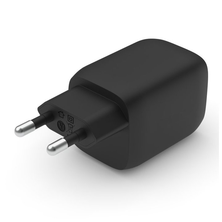 Cargador De Pared Belkin Wch013vfbk Doble Usb-c Gan Boost Charge Pro 65w (45w+20w) Negro