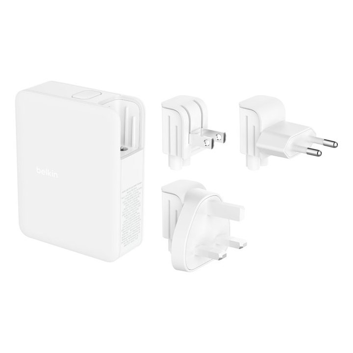 Cargador De Pared Belkin Wch014btwh 3xusb-c 1xusb-a Gan Boost Charge 140w Blanco