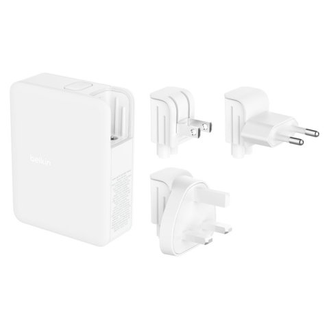 Cargador De Pared Belkin Wch014btwh 3xusb-c 1xusb-a Gan Boost Charge 140w Blanco