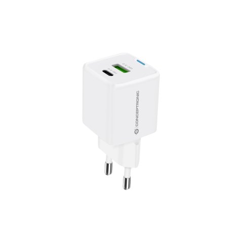 Cargador De Pared Conceptronic Usb-c X1 Usb-ax1 Quickcharge 3.0 Gan Pps 33w Incluye Cable 3-1 Blanco