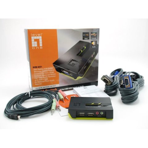 Conmutador Automatico Sobremesa Level One V t m 1a2 Cpus Usb Con Audio Cables Incluidos