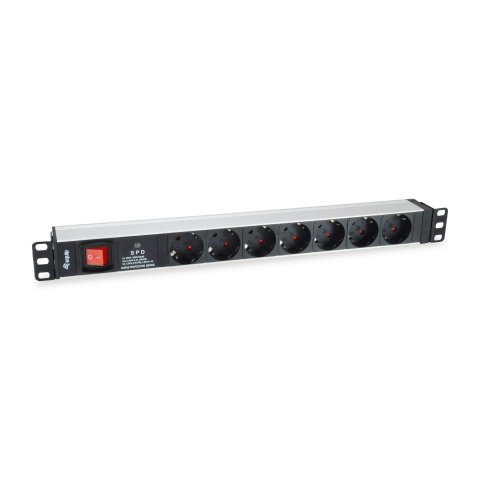 Regleta Alimentacion Rack 19" 1u 7 Tomas Con Interruptor Y Protector Sobretension