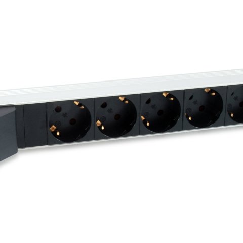 Regleta Alimentacion Aluminio Rack 19" 1u 6 Tomas Tipo Shucko Euro Con Magnetotermico Cable 1.8m