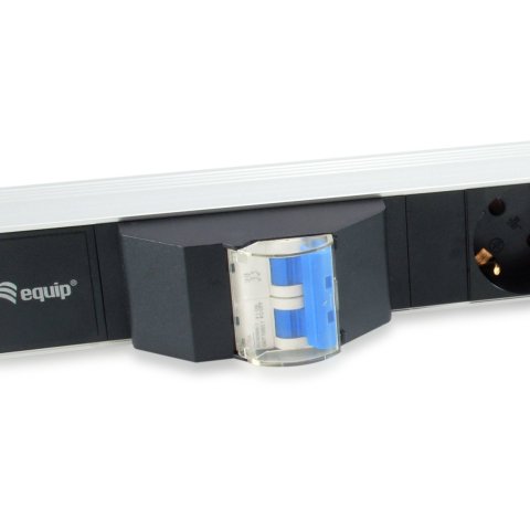 Regleta Alimentacion Aluminio Rack 19" 1u 6 Tomas Tipo Shucko Euro Con Magnetotermico Cable 1.8m