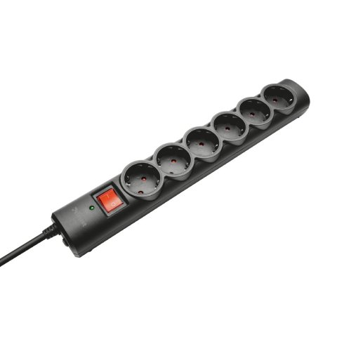 Regleta Alimentacion Trust - 6 Tomas Schuko - Proteccion - Interruptor On off - Color Negro 21059