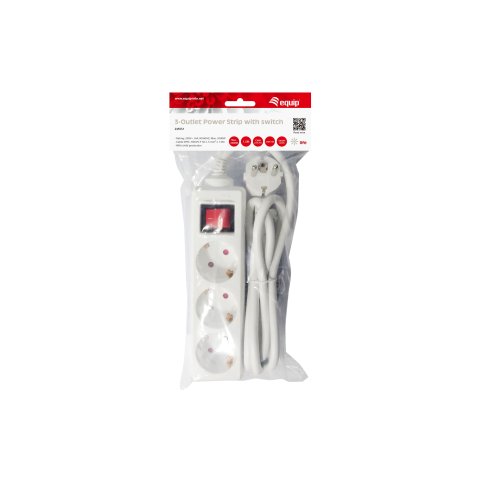 Regleta Alimentacion Equip Con 3 Tomas Cable De Red De 1.5 Metros Y Boton De Apagado Encendido