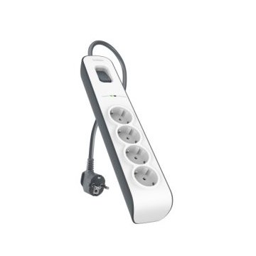 Regleta Alimentacion Belkin Bsv400vf2m De Proteccion Contra Sobretensiones 4 Tomas Boton De Apagado Y Encendido Color Blanco 