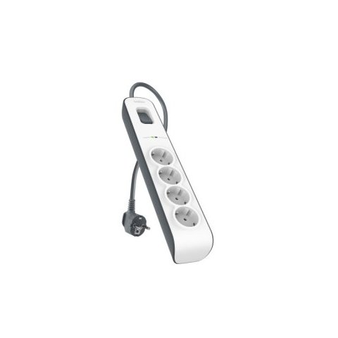 Regleta Alimentacion Belkin Bsv400vf2m De Proteccion Contra Sobretensiones 4 Tomas Boton De Apagado Y Encendido Color Blanco 