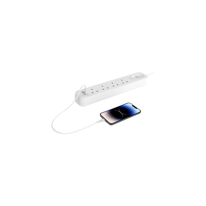 Regleta Alimentacion Belkin Srb001vf2m De Proteccion Contra Sobretensiones 4 Tomas Boton Apagado Usb-c Usb-a