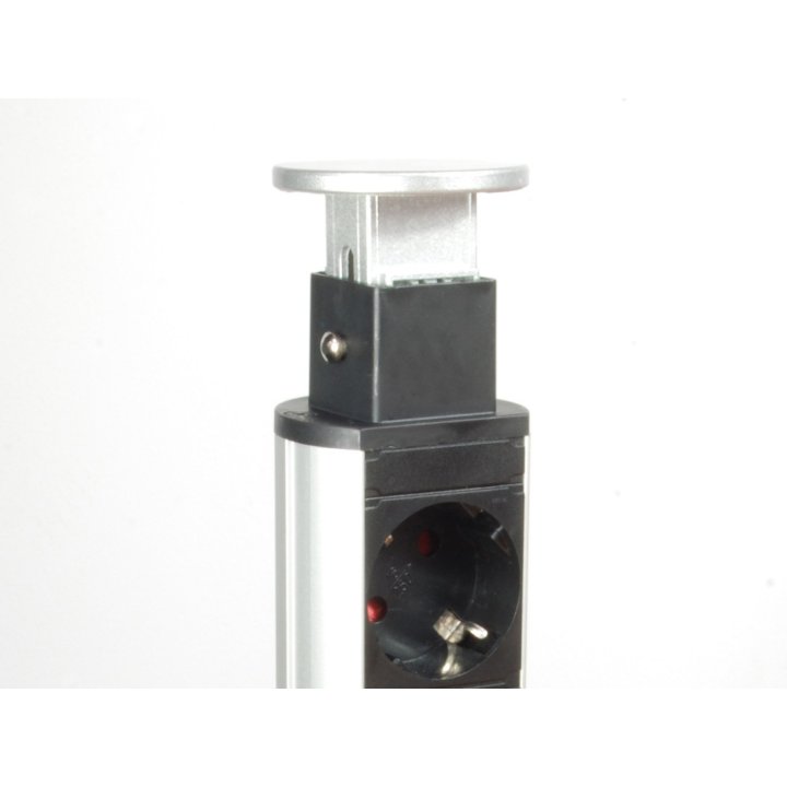 Regleta Equip Pop-up Para Mesa 3 Tomas + 2 Puertos Usb Con Interruptor Aluminio Diametro 60mm