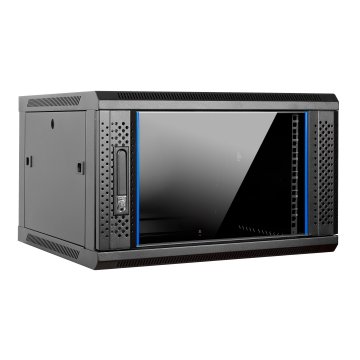 Armario Mural 19" Aiten Data 6u Ai6406s 600 X 450 X 370 2l Color Negro Puerta De Cristal Templado