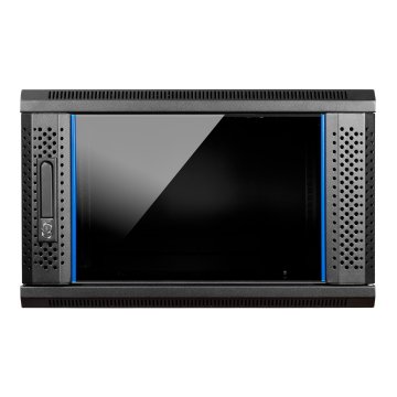 Armario Mural 19" Aiten Data 6u Ai6406s 600 X 450 X 370 2l Color Negro Puerta De Cristal Templado 2