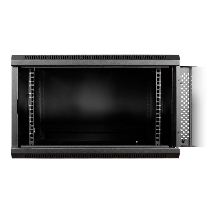 Armario Mural 19" Aiten Data 6u Ai6406s 600 X 450 X 370 2l Color Negro Puerta De Cristal Templado