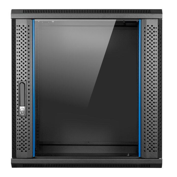 Armario Mural 19" Aiten Data 12u Ai6412s 600 X 450 X 635 2l Color Negro Puerta De Cristal Templado